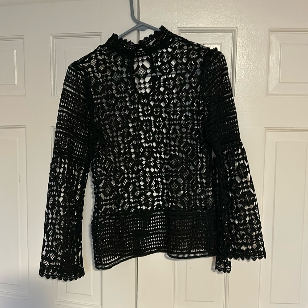 Sexy Black Crochet Blouse